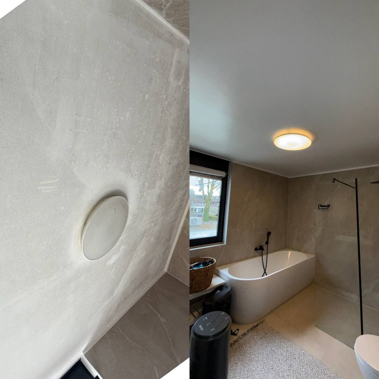 Badkamer: plafond en wanden vernieuwd