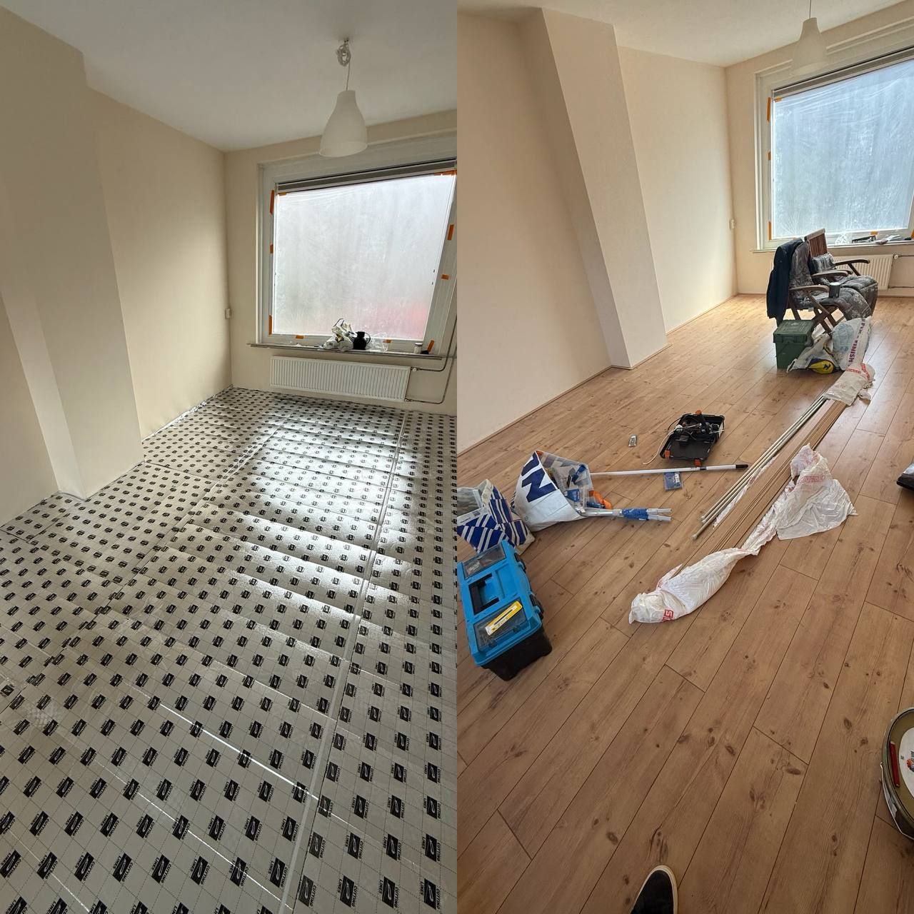 Slaapkamer: wanden geschilderd, vloer vernieuwd